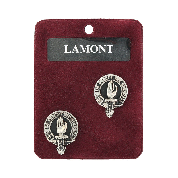 Lamont Clan Badge, Kilt Pin, Lapel Pin, Cufflinks, Keyring/Key Fob & Gift Set — Fine Pewter by Art Pewter — Made in Scotland (Shiny Finish) - Heritage Of Scotland - Cufflinks