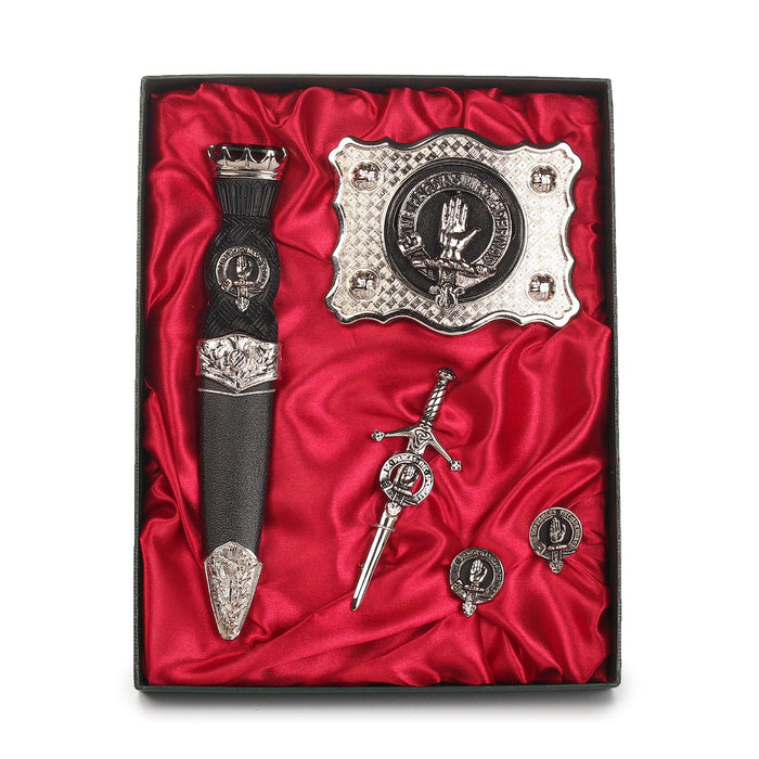 Lamont Clan Badge, Kilt Pin, Lapel Pin, Cufflinks, Keyring/Key Fob & Gift Set — Fine Pewter by Art Pewter — Made in Scotland (Shiny Finish) - Heritage Of Scotland - Gift Set