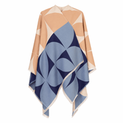 Leaf Super Soft Cape – Elegant Lightweight Wrap in Vibrant Colours - Heritage Of Scotland - NAVY/NATURAL
