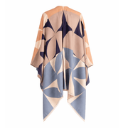 Leaf Super Soft Cape – Elegant Lightweight Wrap in Vibrant Colours - Heritage Of Scotland - NAVY/NATURAL