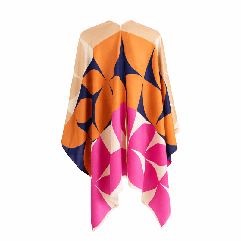 Leaf Super Soft Cape – Elegant Lightweight Wrap in Vibrant Colours - Heritage Of Scotland - PINK/ORANGE