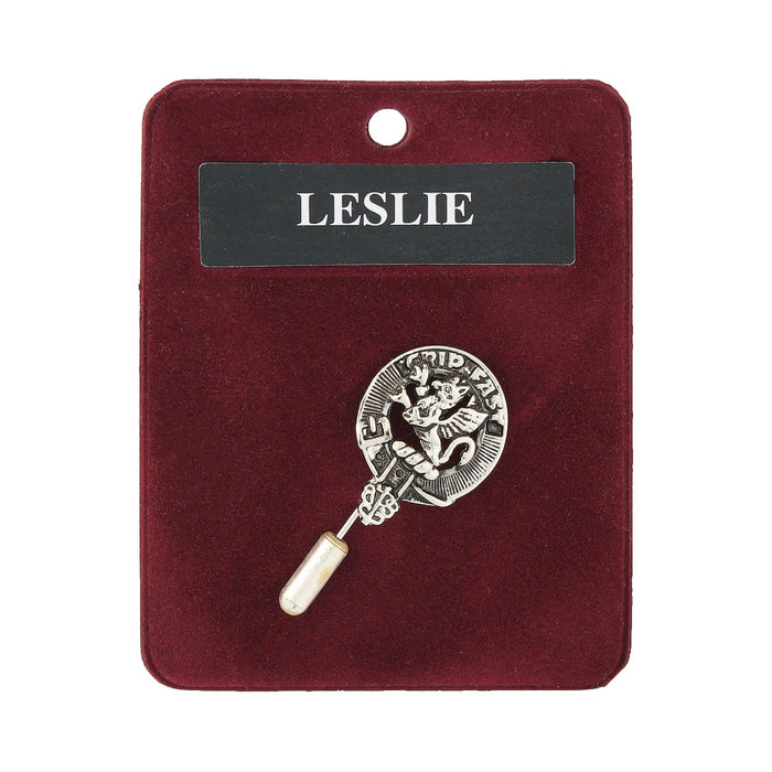 Leslie Clan Badge, Kilt Pin, Lapel Pin, Cufflinks, Keyring/Key Fob & Gift Set — Fine Pewter by Art Pewter — Made in Scotland (Shiny Finish) - Heritage Of Scotland - Lapel Pin