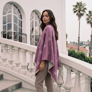 Lilac Bee Print Reversible Wrap Cape for Women - PURPLE AND LIGHT GREY - Heritage Of Scotland -