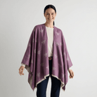Lilac Bee Print Reversible Wrap Cape for Women - PURPLE AND LIGHT GREY - Heritage Of Scotland -