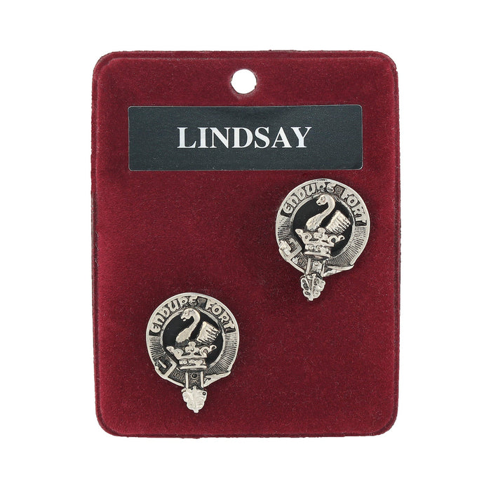 Lindsay Clan Badge, Kilt Pin, Lapel Pin, Cufflinks, Keyring/Key Fob & Gift Set — Fine Pewter by Art Pewter — Made in Scotland (Shiny Finish) - Heritage Of Scotland - Cufflinks