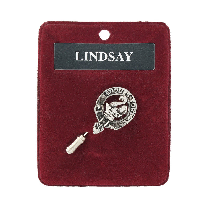 Lindsay Clan Badge, Kilt Pin, Lapel Pin, Cufflinks, Keyring/Key Fob & Gift Set — Fine Pewter by Art Pewter — Made in Scotland (Shiny Finish) - Heritage Of Scotland - Lapel Pin