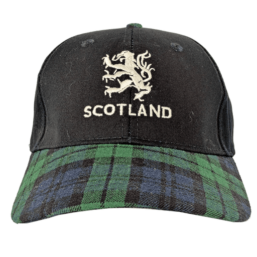 Lion Rampant Baseball Cap – Scotland Cap with Tartan Peak (Adult, Adjustable) - Heritage Of Scotland - Black Watch