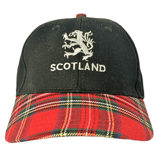 Lion Rampant Baseball Cap – Scotland Cap with Tartan Peak (Adult, Adjustable) - Heritage Of Scotland - Royal Stewart