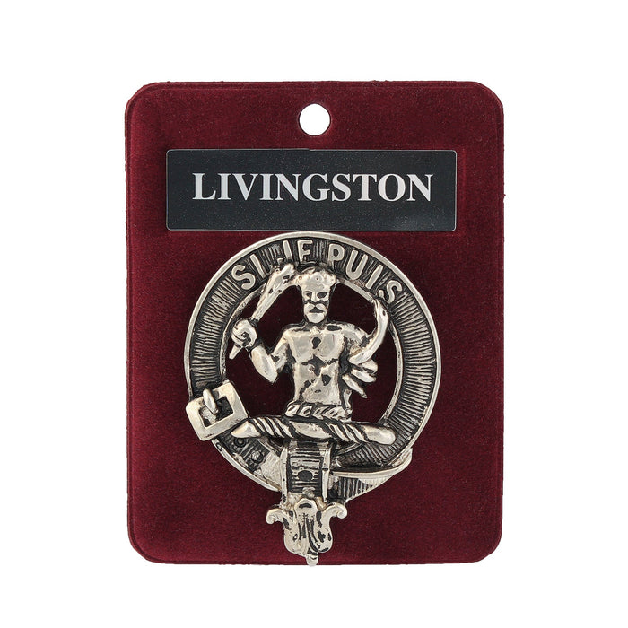 Livingstone Clan Badge, Kilt Pin, Lapel Pin, Cufflinks, Keyring/Key Fob & Gift Set — Fine Pewter by Art Pewter — Made in Scotland (Shiny Finish) - Heritage Of Scotland - Badge