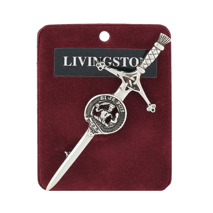 Livingstone Clan Badge, Kilt Pin, Lapel Pin, Cufflinks, Keyring/Key Fob & Gift Set — Fine Pewter by Art Pewter — Made in Scotland (Shiny Finish) - Heritage Of Scotland - Kilt Pin