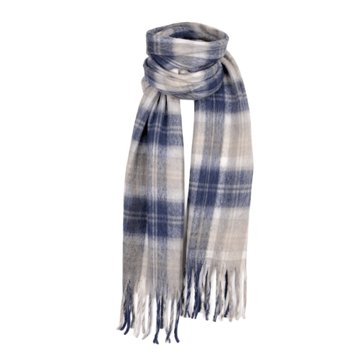 Luxuriously Soft Lightweight Plaid Scarf with Long Fringes – Elegant Draped Wrap - Heritage Of Scotland - BANNOCKBANE SILVER