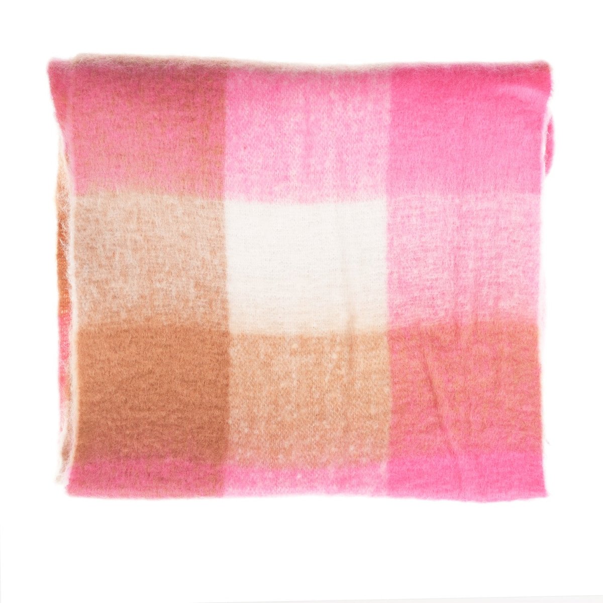 Luxuriously Soft Lightweight Plaid Scarf with Long Fringes – Elegant Draped Wrap - Bright Pink Check - Heritage Of Scotland -