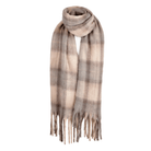 Luxuriously Soft Lightweight Plaid Scarf with Long Fringes – Elegant Draped Wrap - Heritage Of Scotland - MACKELLAR NATURAL