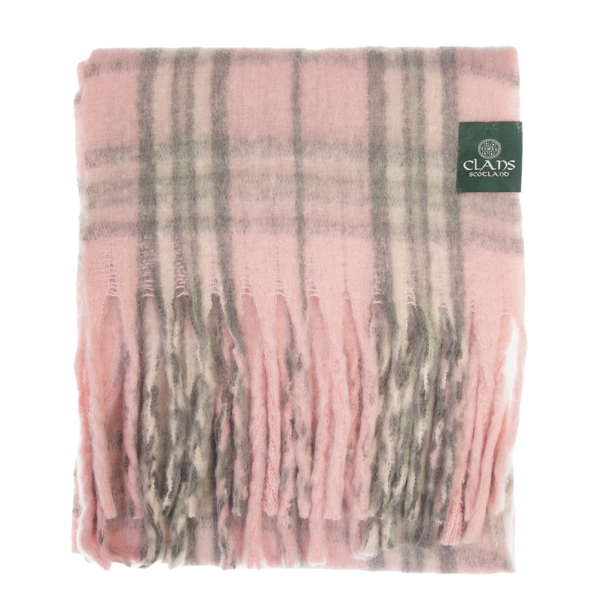 Luxuriously Soft Lightweight Plaid Scarf with Long Fringes – Elegant Draped Wrap - Heritage Of Scotland - THOMSON PINK
