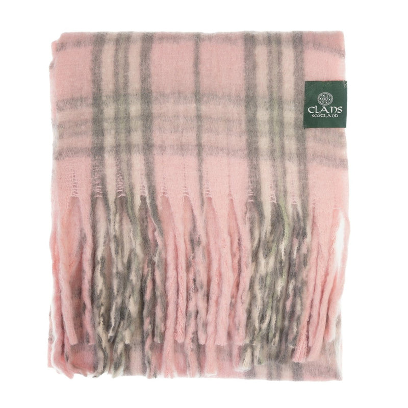 Luxuriously Soft Lightweight Plaid Scarf with Long Fringes – Elegant Draped Wrap - Heritage Of Scotland - THOMSON PINK
