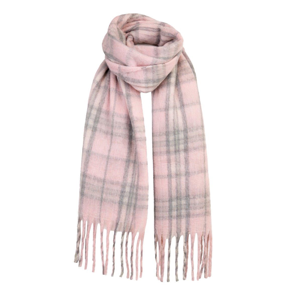 Luxuriously Soft Lightweight Plaid Scarf with Long Fringes – Elegant Draped Wrap - Heritage Of Scotland - THOMSON PINK