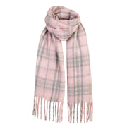 Luxuriously Soft Lightweight Plaid Scarf with Long Fringes – Elegant Draped Wrap - Heritage Of Scotland - THOMSON PINK