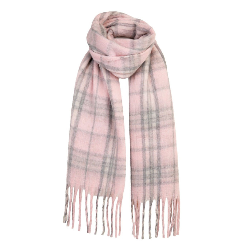 Luxuriously Soft Lightweight Plaid Scarf with Long Fringes – Elegant Draped Wrap - Heritage Of Scotland - THOMSON PINK