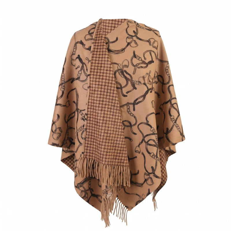 Luxury Chain Print Cashmere Cape – CAMEL - Heritage Of Scotland -