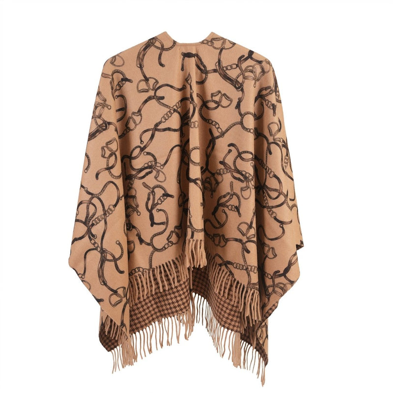 Luxury Chain Print Cashmere Cape – CAMEL - Heritage Of Scotland -