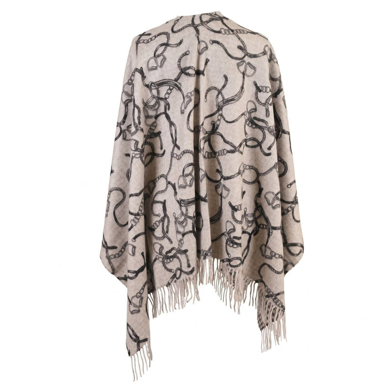 Luxury Chain Print Cashmere Cape - GREY - Heritage Of Scotland -