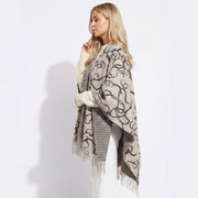 Luxury Chain Print Cashmere Cape - GREY - Heritage Of Scotland -