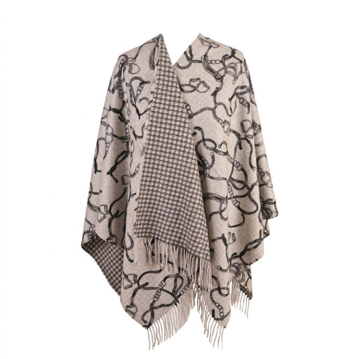 Luxury Chain Print Cashmere Cape - GREY - Heritage Of Scotland -