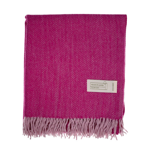 Luxury Herringbone Wool Knit Knee Blanket - Heritage Of Scotland - PINK