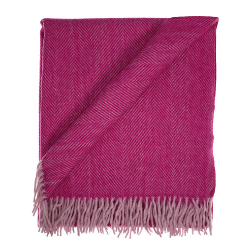 Luxury Herringbone Wool Knit Knee Blanket - Heritage Of Scotland - PINK