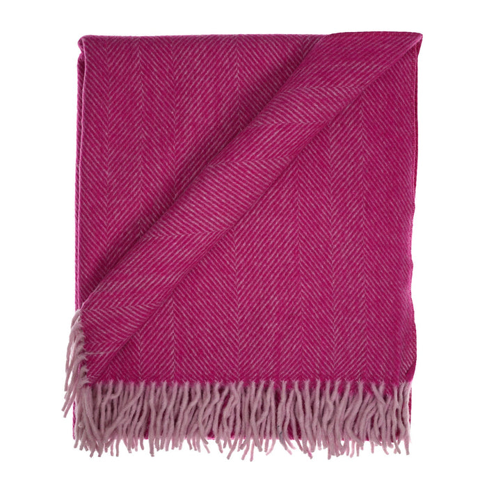 Luxury Herringbone Wool Knit Knee Blanket - Heritage Of Scotland - PINK