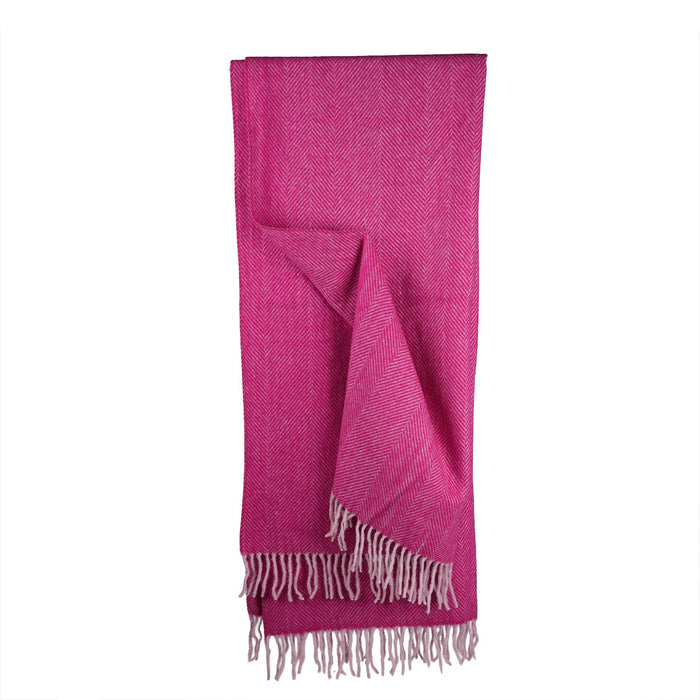 Luxury Herringbone Wool Knit Knee Blanket - Heritage Of Scotland - PINK