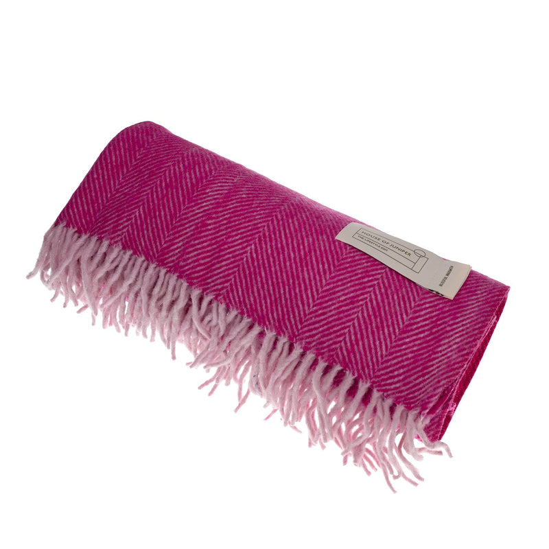 Luxury Herringbone Wool Knit Knee Blanket - Heritage Of Scotland - PINK