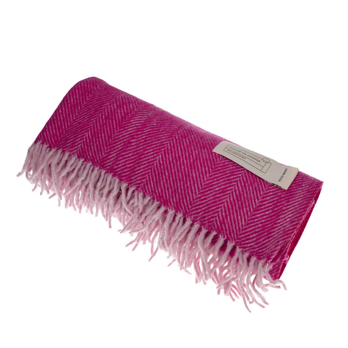Luxury Herringbone Wool Knit Knee Blanket - Heritage Of Scotland - PINK