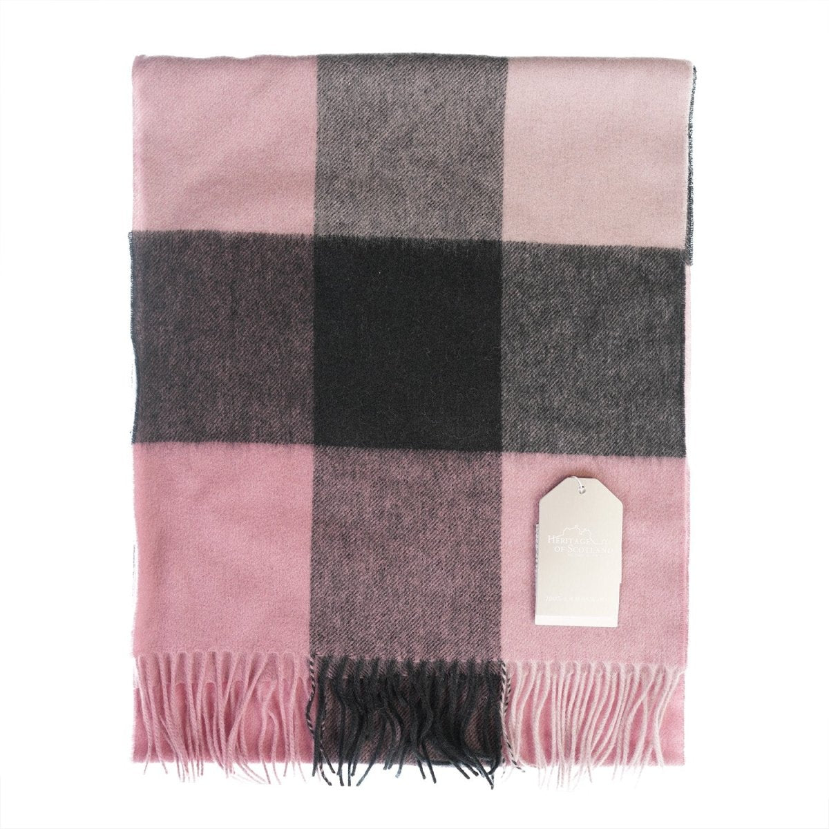 Luxury Lambswool Wide Scarf - Pure Wool - Heritage Of Scotland - 3 SQUARE PINK