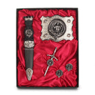 MacAlister Clan Badge, Kilt Pin, Lapel Pin, Cufflinks, Keyring/Key Fob & Gift Set — Fine Pewter by Art Pewter — Made in Scotland (Shiny Finish) - Heritage Of Scotland - Gift Set