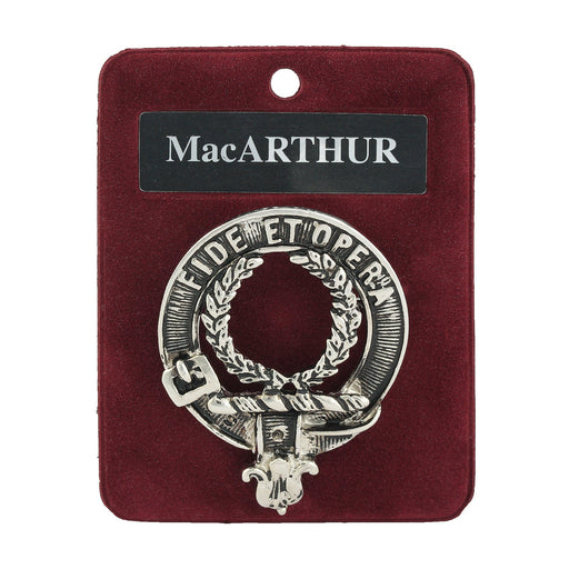 MacArthur Clan Badge, Kilt Pin, Lapel Pin, Cufflinks, Keyring/Key Fob & Gift Set — Fine Pewter by Art Pewter — Made in Scotland (Shiny Finish) - Heritage Of Scotland - Badge