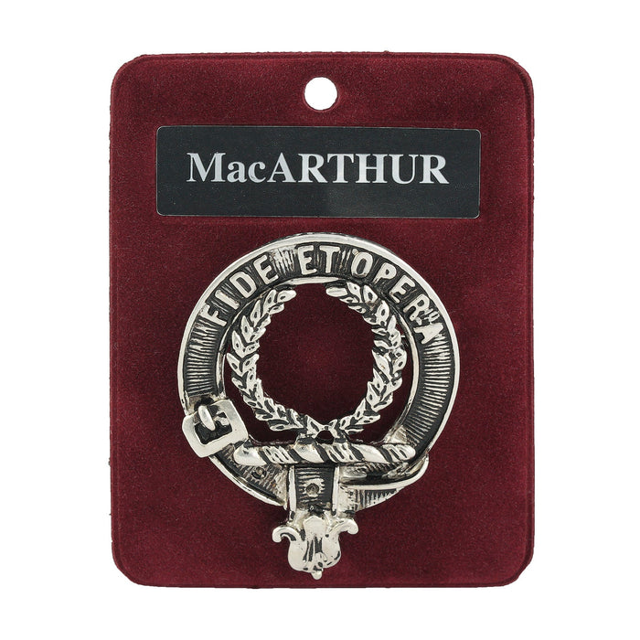 MacArthur Clan Badge, Kilt Pin, Lapel Pin, Cufflinks, Keyring/Key Fob & Gift Set — Fine Pewter by Art Pewter — Made in Scotland (Shiny Finish) - Heritage Of Scotland - Badge
