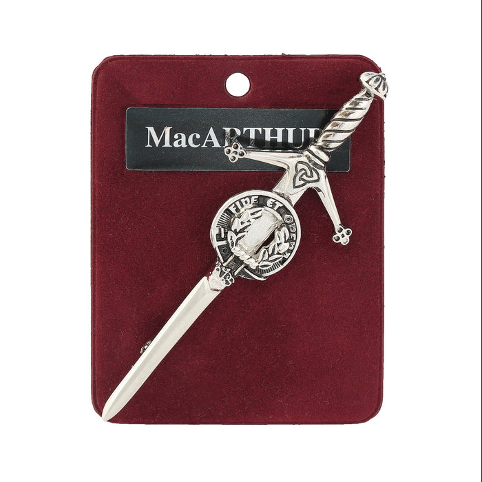 MacArthur Clan Badge, Kilt Pin, Lapel Pin, Cufflinks, Keyring/Key Fob & Gift Set — Fine Pewter by Art Pewter — Made in Scotland (Shiny Finish) - Heritage Of Scotland - Kilt Pin
