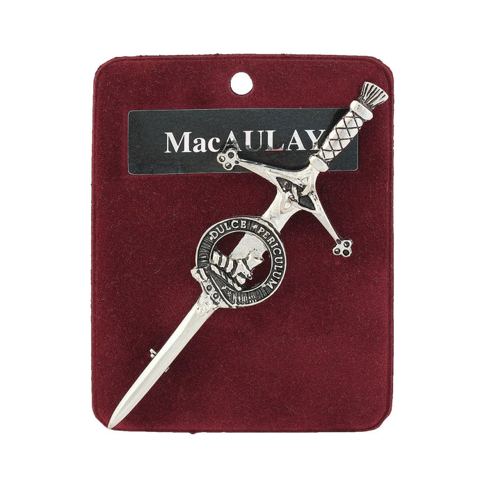 MacAulay Clan Badge, Kilt Pin, Lapel Pin, Cufflinks, Keyring/Key Fob & Gift Set — Fine Pewter by Art Pewter — Made in Scotland (Shiny Finish) - Heritage Of Scotland - Kilt Pin