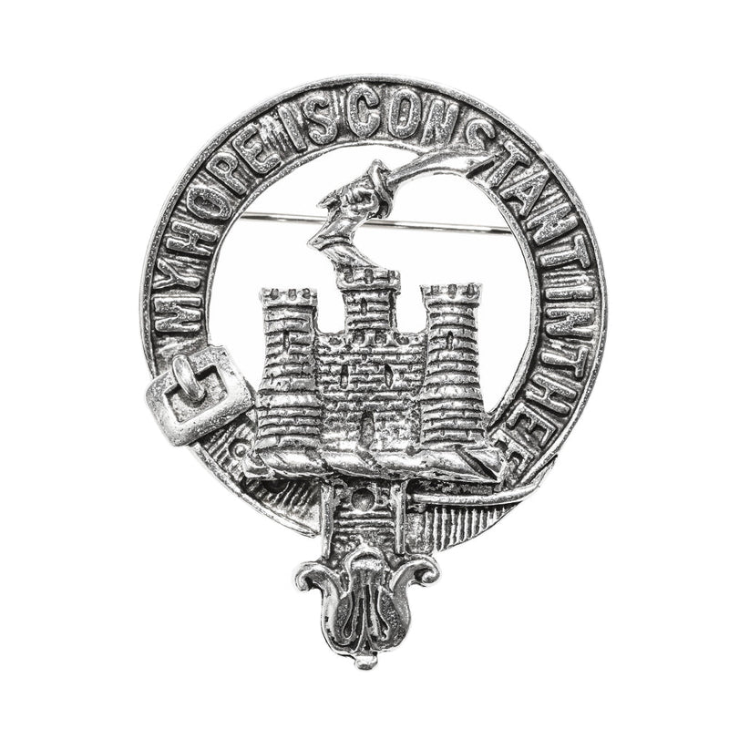 MacDonald of Clanranald Clan Badge, Kilt Pin, Lapel Pin, Cufflinks, Keyring/Key Fob & Gift Set — Fine Pewter by Art Pewter — Made in Scotland (Shiny Finish) - Heritage Of Scotland - Badge