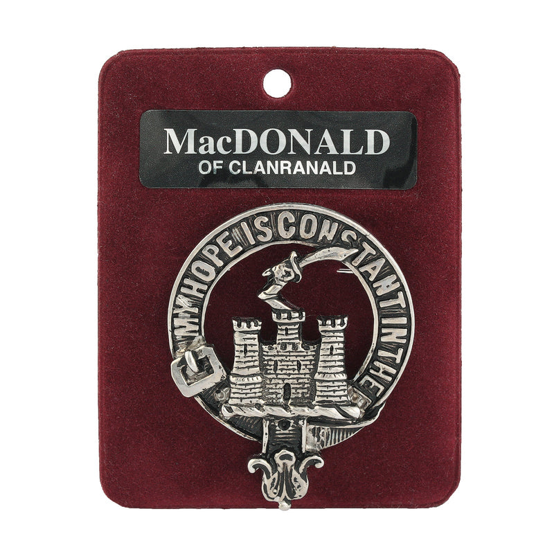 MacDonald of Clanranald Clan Badge, Kilt Pin, Lapel Pin, Cufflinks, Keyring/Key Fob & Gift Set — Fine Pewter by Art Pewter — Made in Scotland (Shiny Finish) - Heritage Of Scotland - Badge