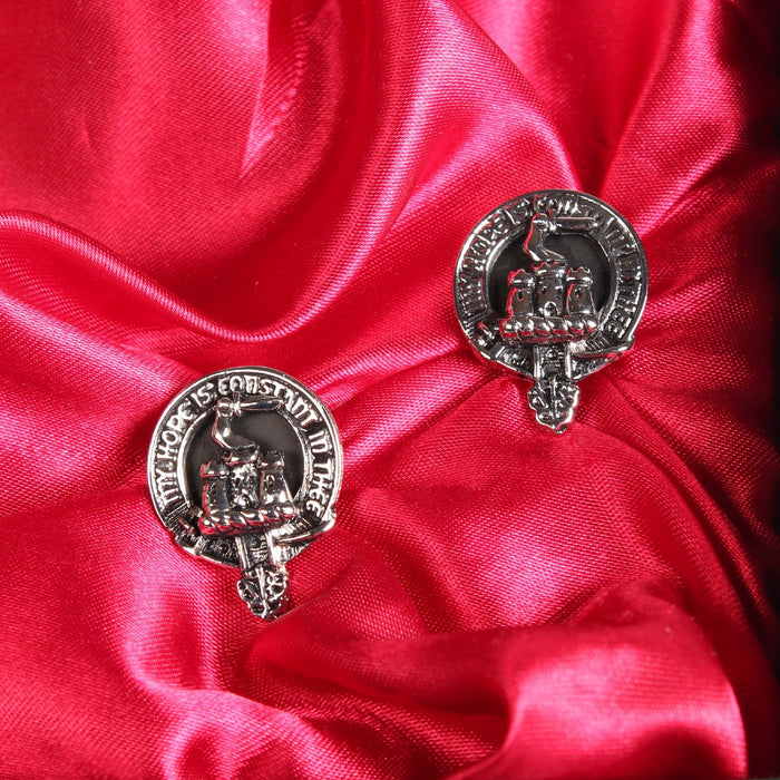 MacDonald of Clanranald Clan Badge, Kilt Pin, Lapel Pin, Cufflinks, Keyring/Key Fob & Gift Set — Fine Pewter by Art Pewter — Made in Scotland (Shiny Finish) - Heritage Of Scotland - Cufflinks