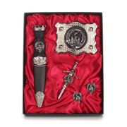 MacDonald of Clanranald Clan Badge, Kilt Pin, Lapel Pin, Cufflinks, Keyring/Key Fob & Gift Set — Fine Pewter by Art Pewter — Made in Scotland (Shiny Finish) - Heritage Of Scotland - Gift Set