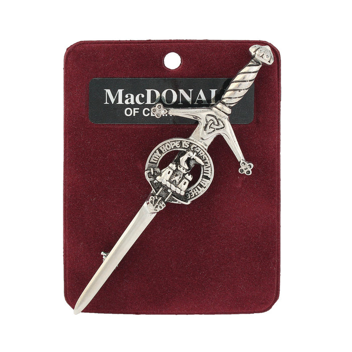 MacDonald of Clanranald Clan Badge, Kilt Pin, Lapel Pin, Cufflinks, Keyring/Key Fob & Gift Set — Fine Pewter by Art Pewter — Made in Scotland (Shiny Finish) - Heritage Of Scotland - Kilt Pin