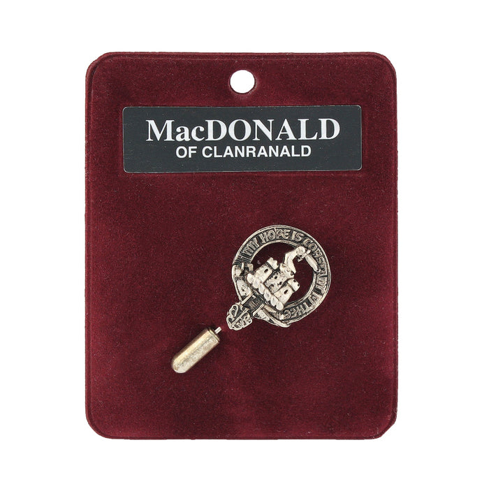 MacDonald of Clanranald Clan Badge, Kilt Pin, Lapel Pin, Cufflinks, Keyring/Key Fob & Gift Set — Fine Pewter by Art Pewter — Made in Scotland (Shiny Finish) - Heritage Of Scotland - Lapel Pin