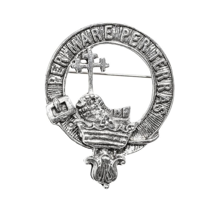 MacDonald of the Isles Clan Badge, Kilt Pin, Lapel Pin, Cufflinks, Keyring/Key Fob & Gift Set — Fine Pewter by Art Pewter — Made in Scotland (Shiny Finish) - Heritage Of Scotland - Badge