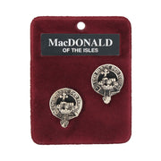 MacDonald of the Isles Clan Badge, Kilt Pin, Lapel Pin, Cufflinks, Keyring/Key Fob & Gift Set — Fine Pewter by Art Pewter — Made in Scotland (Shiny Finish) - Heritage Of Scotland - Cufflinks