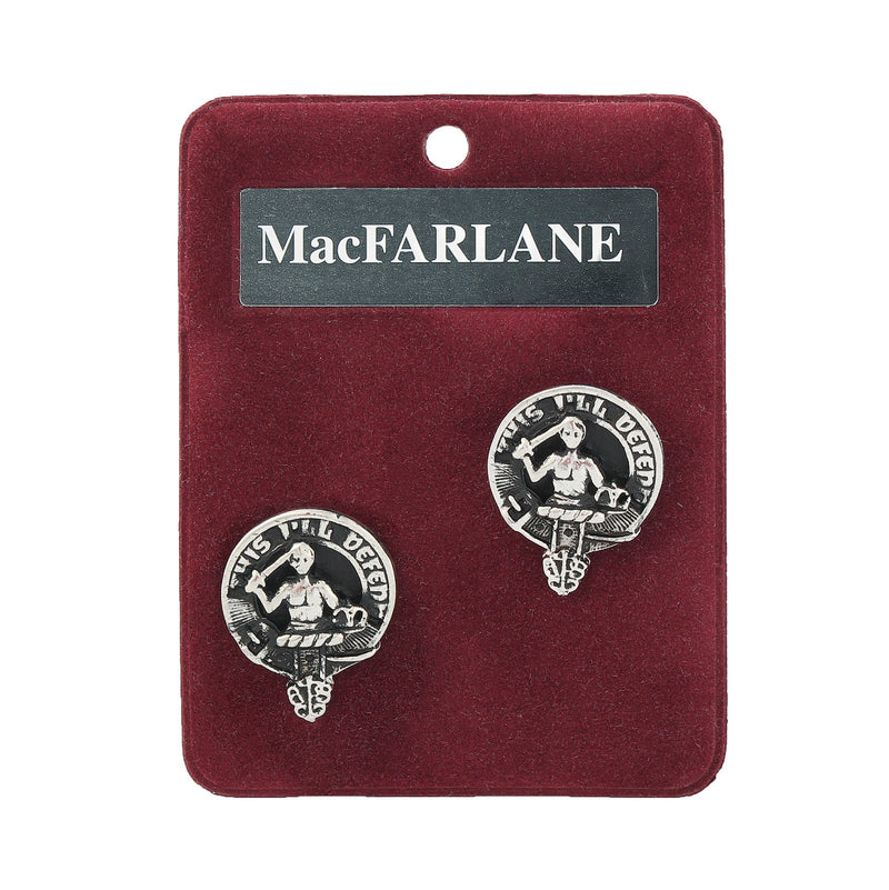 MacFarlane Clan Badge, Kilt Pin, Lapel Pin, Cufflinks, Keyring/Key Fob & Gift Set — Fine Pewter by Art Pewter — Made in Scotland (Shiny Finish) - Heritage Of Scotland - Cufflinks