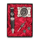 MacFarlane Clan Badge, Kilt Pin, Lapel Pin, Cufflinks, Keyring/Key Fob & Gift Set — Fine Pewter by Art Pewter — Made in Scotland (Shiny Finish) - Heritage Of Scotland - Gift Set