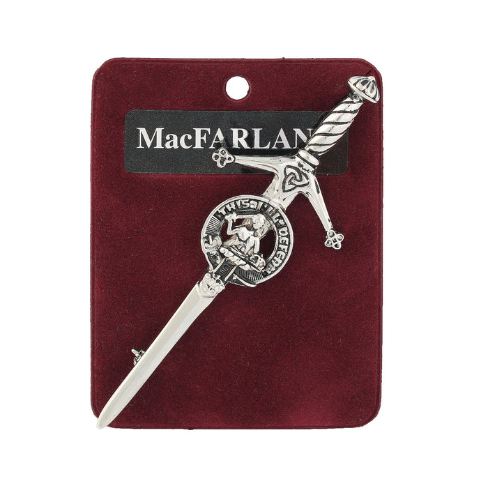 MacFarlane Clan Badge, Kilt Pin, Lapel Pin, Cufflinks, Keyring/Key Fob & Gift Set — Fine Pewter by Art Pewter — Made in Scotland (Shiny Finish) - Heritage Of Scotland - Kilt Pin